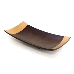 EXP Sleek Handmade Decorative Mango Wood Tray / Platter With Gold Trim 