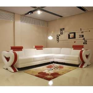  Venus Modern Leather Sectional Sofa   White / Red   RSF 