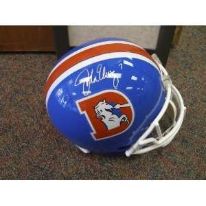 John Elway Signed Denver Broncos Blue D Rep Helmet with JSA and Elway 