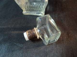 vintage GLASS LIQUOR BOTTLE, probably USA, WAVY GLASS with Stopper 