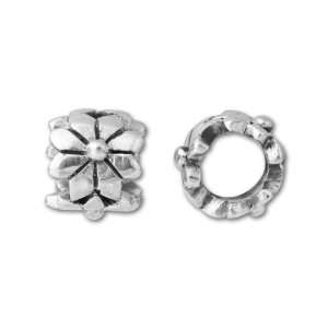  Sterling Silver Antiqued Flower Bead (5mm Hole) Arts 