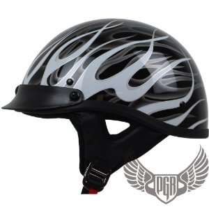   Crusier Style Skull Cap DOT Approved (S, Gloss Black Fire) Automotive