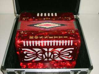 Rossetti 31 Button Accordion 12 Bass, Case, ADG, RED  