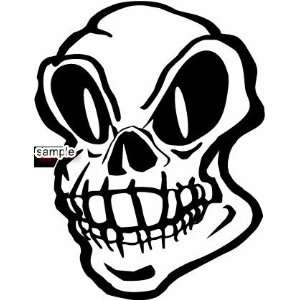  DEFORMED FACE WITH BIG EYES SKULL 10 WHITE VINYL DECAL 