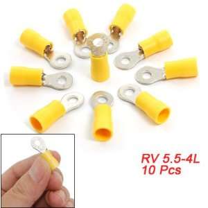   10 Pcs Yellow Sleeve Pre Insulated Ring Terminals Connectors RV5.5 4L
