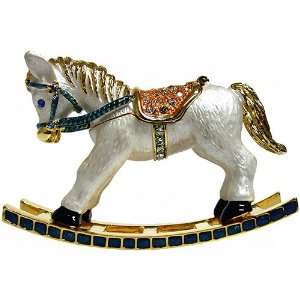  Rocking Horse Enameled Bejeweled Crystal Trinket Box: Home 