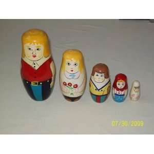    5 Pc Traditional Russian Family Nesting Dolls 