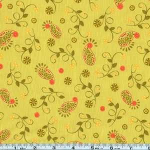  45 Wide Arabella Paisley Tendrils Light Green Fabric By 