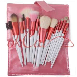 20 PCS Makeup Mineral Eyeshadow Pink Brushes Set Case  