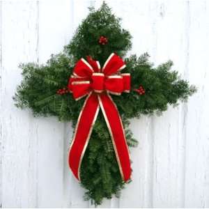 Rejoice Christian Cross Balsam Fir Fresh Wreath   24 Inch:  