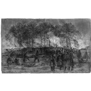 Drawing Fair Oaks after the battle, burying the dead  and burning the 