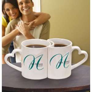  Wedding Favors Personalized Initial Mugs Set of 2: Health 