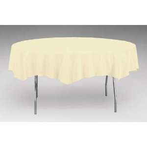  Ivory Round Plastic Table Covers   82 Inch: Home & Kitchen
