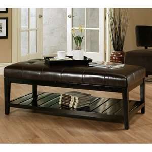   Leather Coffee / Cocktail Table Ottoman in Dark Brown: Home & Kitchen