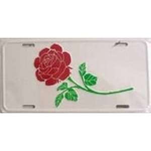 Rose Design (White) License Plates Plate Tag Tags auto vehicle car 