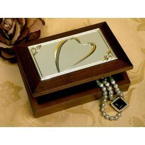 Wedding Favors Wooden Jewelry Box with Embossed Silver Plated Heart 