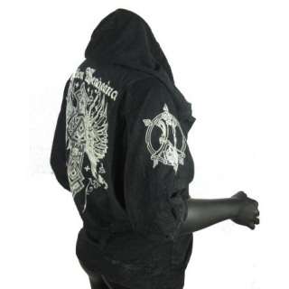 Womens Affliction SINFUL HOODIE Chaos Black American Customs  