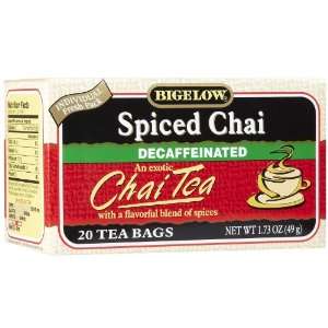 Bigelow Decaf Spiced Chai Tea Bags, 20: Grocery & Gourmet Food