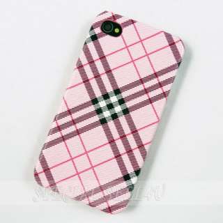 DESIGNER HARD CASE COVER SKIN IPHONE 4 4G PLAID Pink  
