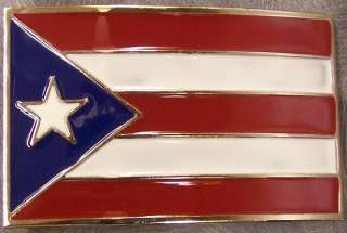 Pewter Belt Buckle National Flag of Puerto Rico NEW  