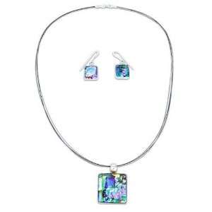  Dichroic art glass jewelry set, Groovy Ice Cubes 18.1 L 