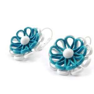   / dormeuses french touch Marguerite turquoise white. Jewelry