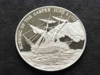 BURNING OF THE GASPEE RHODE ISLAND SILVER ART ROUND  