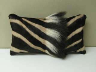 AFRICAN GENUINE Zebra HIDE CUSHION / PILLOW with MANE   17 x 10 