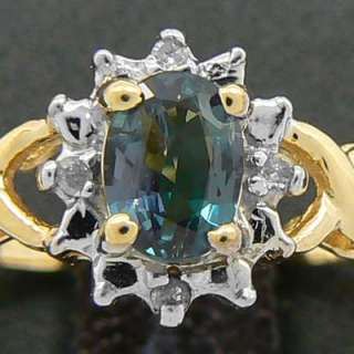 NATURAL 0.69 carats RUSSIAN ALEXANDRITE & DIAMOND RING 10K  