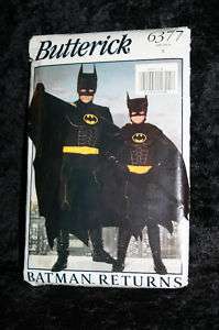 Batman Returns Costume Sewing Pattern Butterick 6377 B  