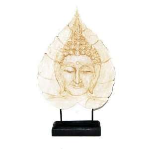  White Buddha Face on Leaf 2 White 9.5 X 16