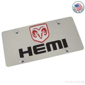  Dodge Ram Logo & Hemi Name On Polished License Plate 