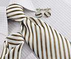 luxury PenSee TIE WHITE BROWN striped woven silk mens n