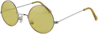   Spectacles Yellow Round Lens Silver Hippie Sun Glasses 3002LT  