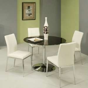  Sundance 5 Piece Dining Set in Chrome and Black Glass with 