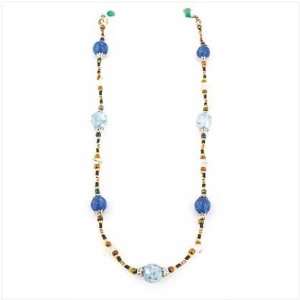  Womens Jewelry Coastal Blue Dazzle Beaded Long Necklace 