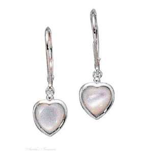  Sterling Silver Heart Mother Of Pearl Earrings: Jewelry