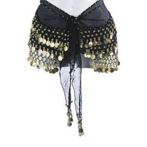    Black Belly Dancing Hip Scarf with Gold Coins Toys & Games