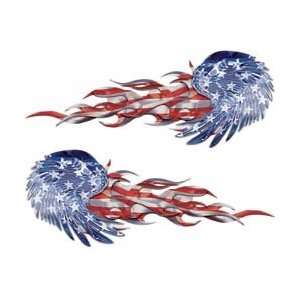  Eagle Wing Flame Graphics With American Flag   19 h x 48 