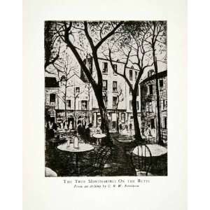 1928 Print Montmartre Paris France Cafe Terrace Christopher Wynne 