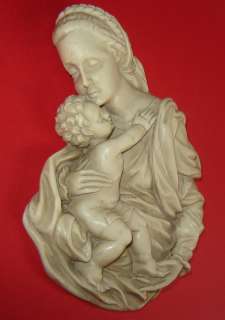 RARE ANTIQUE Madonna and Child Wall Relief PLAQUE R.G.  
