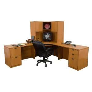  Contemporary Corner Desk and Hutch with Two Full Length 