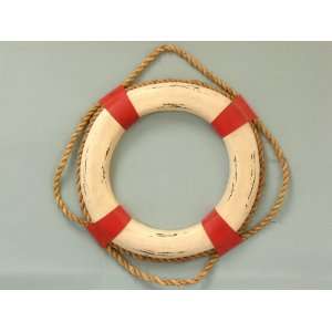 Wooden Red Lifepreserver 24     Nautical Decorative Gift Solid Brass 