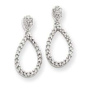  14k White Gold Diamond Teardrop Earrings Jewelry