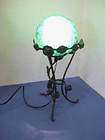 vtg Green Marbleized Glass Sphere Globe Lamp