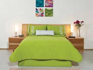 Green Embroidery Comforter Sheets Bedding Set King 9pcs  