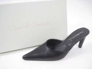 DAVID AARON Morie Black Leather Heels Mules 5.5 BOX  