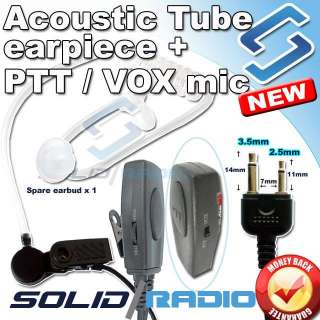 VOX Earpiece with mic Acoustic Tube Cobra Icom Maxon Midland Motorola 