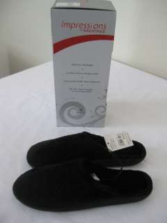 NEW Womens Isotoner Impressions Black Slippers S M  