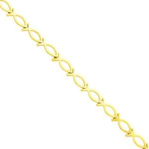  14K Gold Ichthus Fish Link Bracelet Jewelry 8 Jewelry